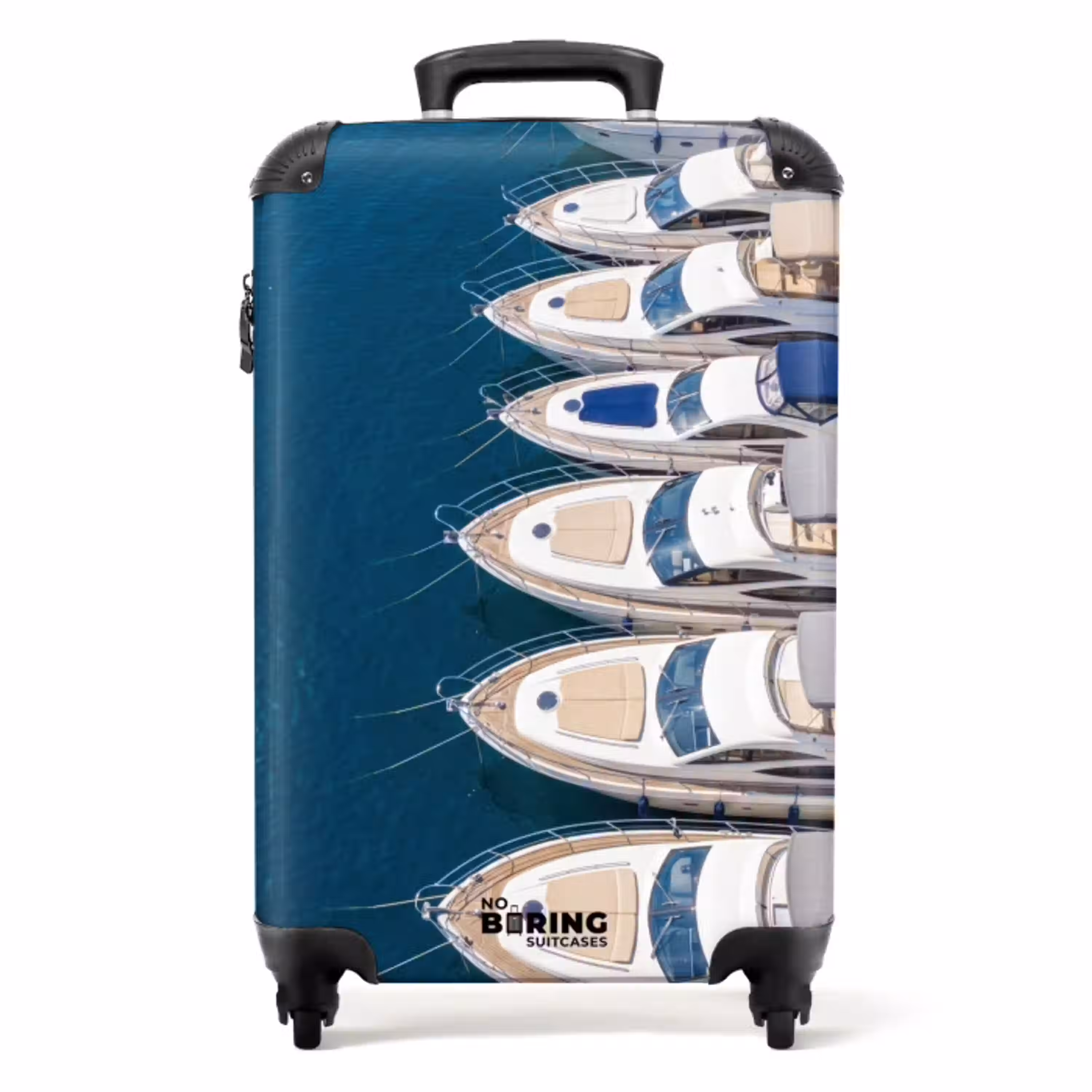 Boot - Jachthaven - Water - Zomer - Blauw NBS - Handbagage koffer - Volwassenen Unisex middel -productfoto_recht