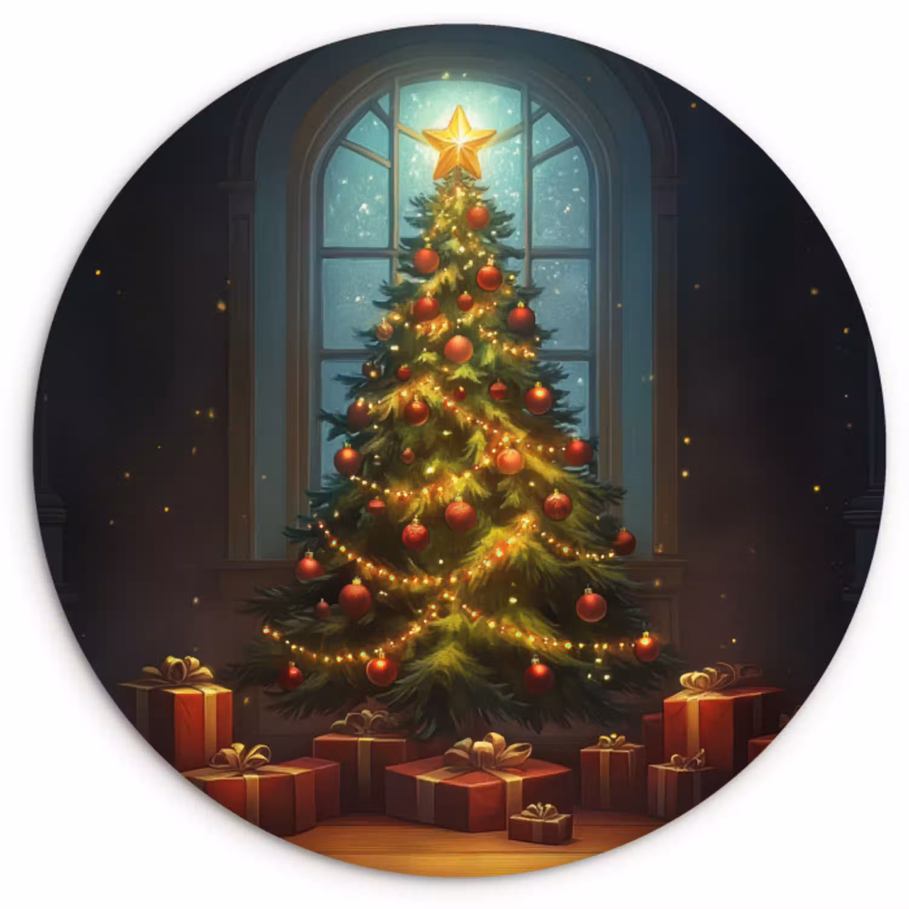 Kerstboom - Cadeau - Kerst - Winter Wandcirkel kunststof plaat 5mm dik klein -3d