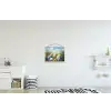 Grasveld - Eieren - Bloemen textielposter latten blank klein -kinderkamer