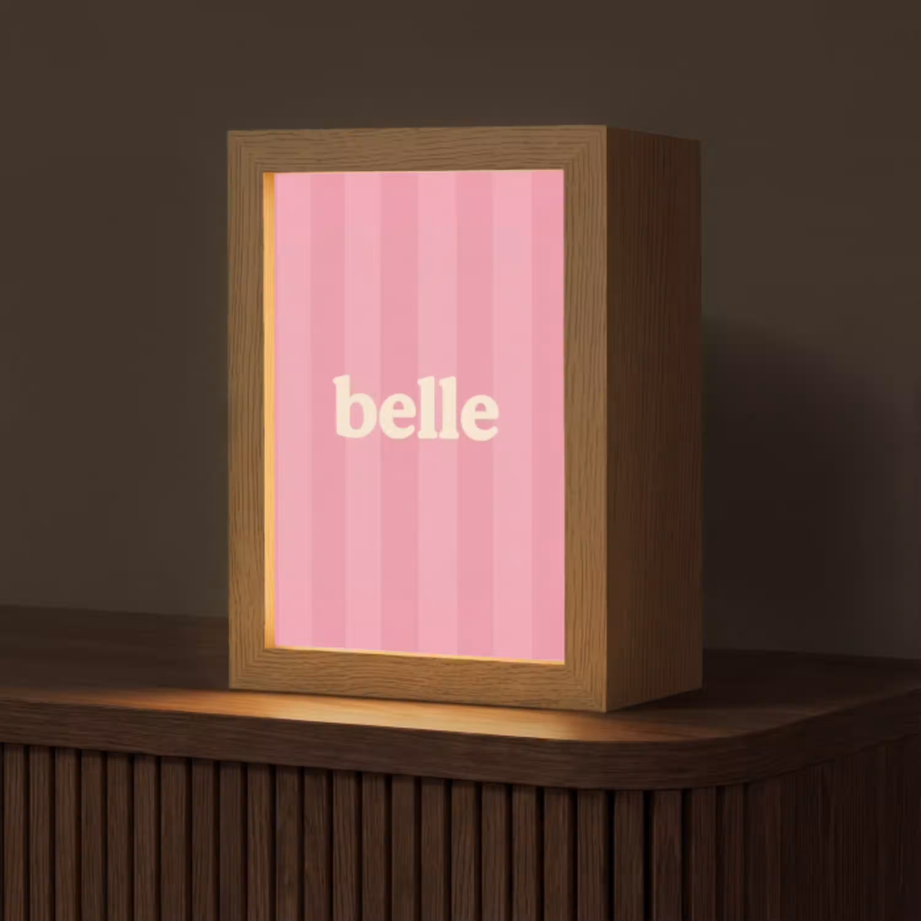 Roze - Gestreept - Belle Light Box met kabel (Tafellamp) klein -z3d_website