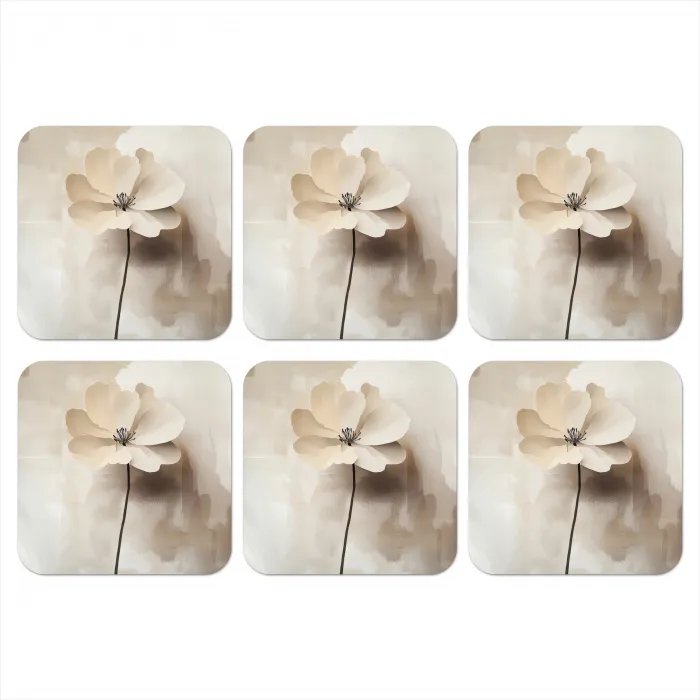 Bloem - Beige - Verf - Schaduw onderzetter kurk middel -3d