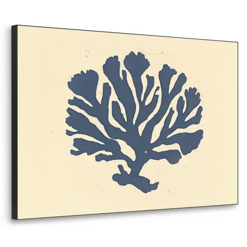 Blauw koraal - Vertakkingen - Beige Textielframe zwart klein -3d