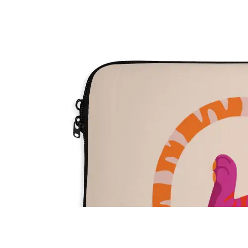 Tijger - Roze - Oranje laptophoes neopreen klein -detail