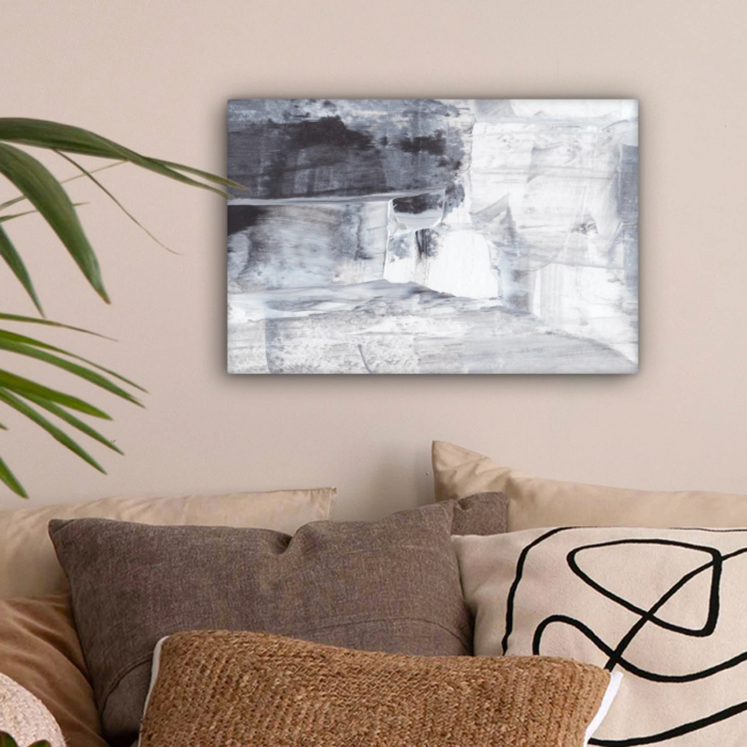 Kunst - Verf - Wit - Zwart - Grijs canvas 2cm klein -sfeer1