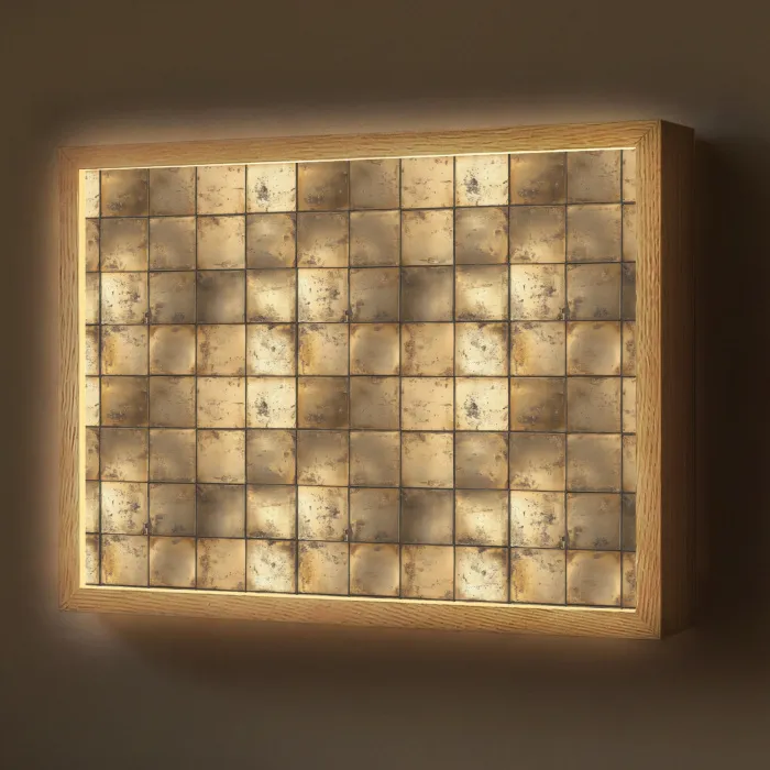 Geometrisch - Tegels - Goud Light Box met batterij (Wandlamp) middel 907 -z3d_website