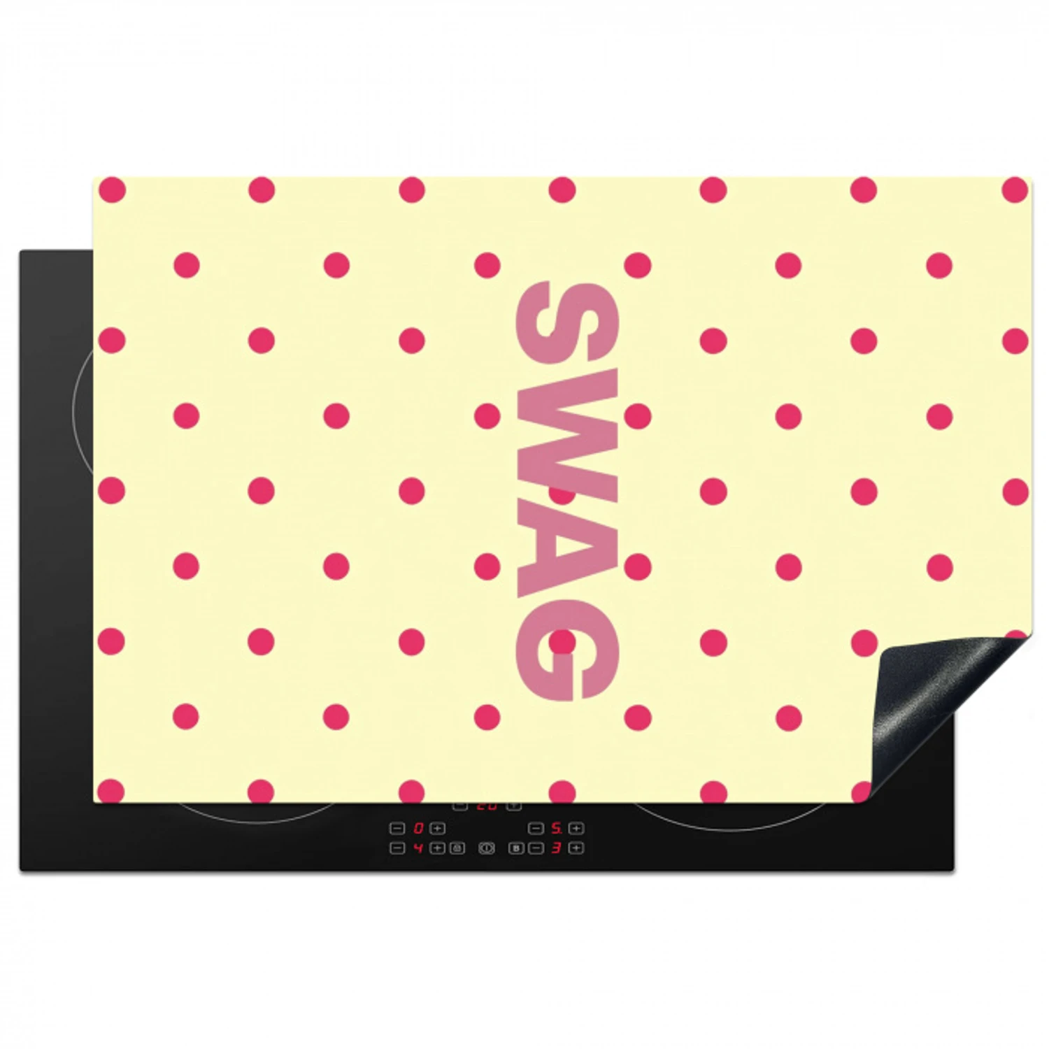 Swag - Roze - Stippen - Geel Inductie beschermer vinyl 3mm klein -3d