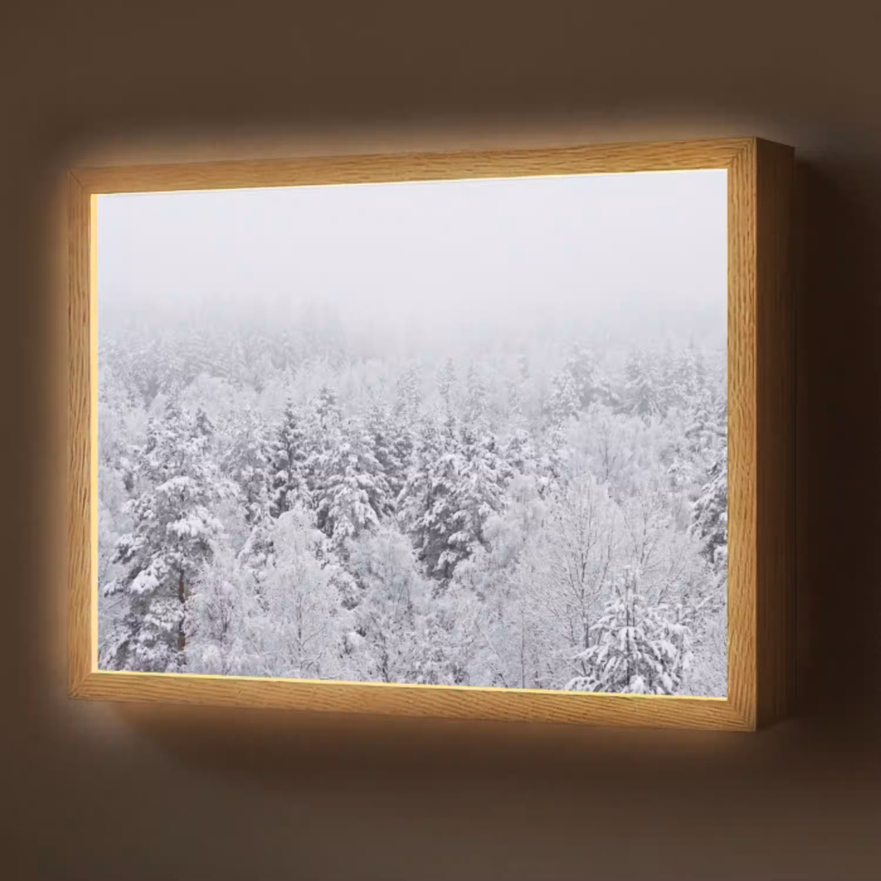 Bos - Sneeuw - Winter - Natuur - Wit Light Box met batterij (Wandlamp) middel -z3d_website