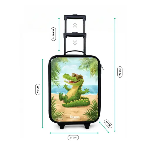 Krokodil op het strand Kinderkoffer - Zwart klein -productfoto_formaten