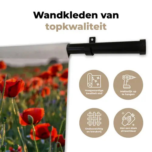 Bloemen - Klaprozen - Natuur - Rood Wandkleed katoen klein -sfeer2