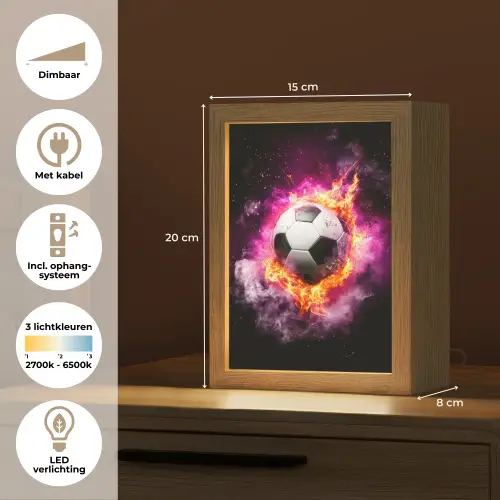 Voetbal - Roze - Vuur Light Box met kabel klein -USP_NL
