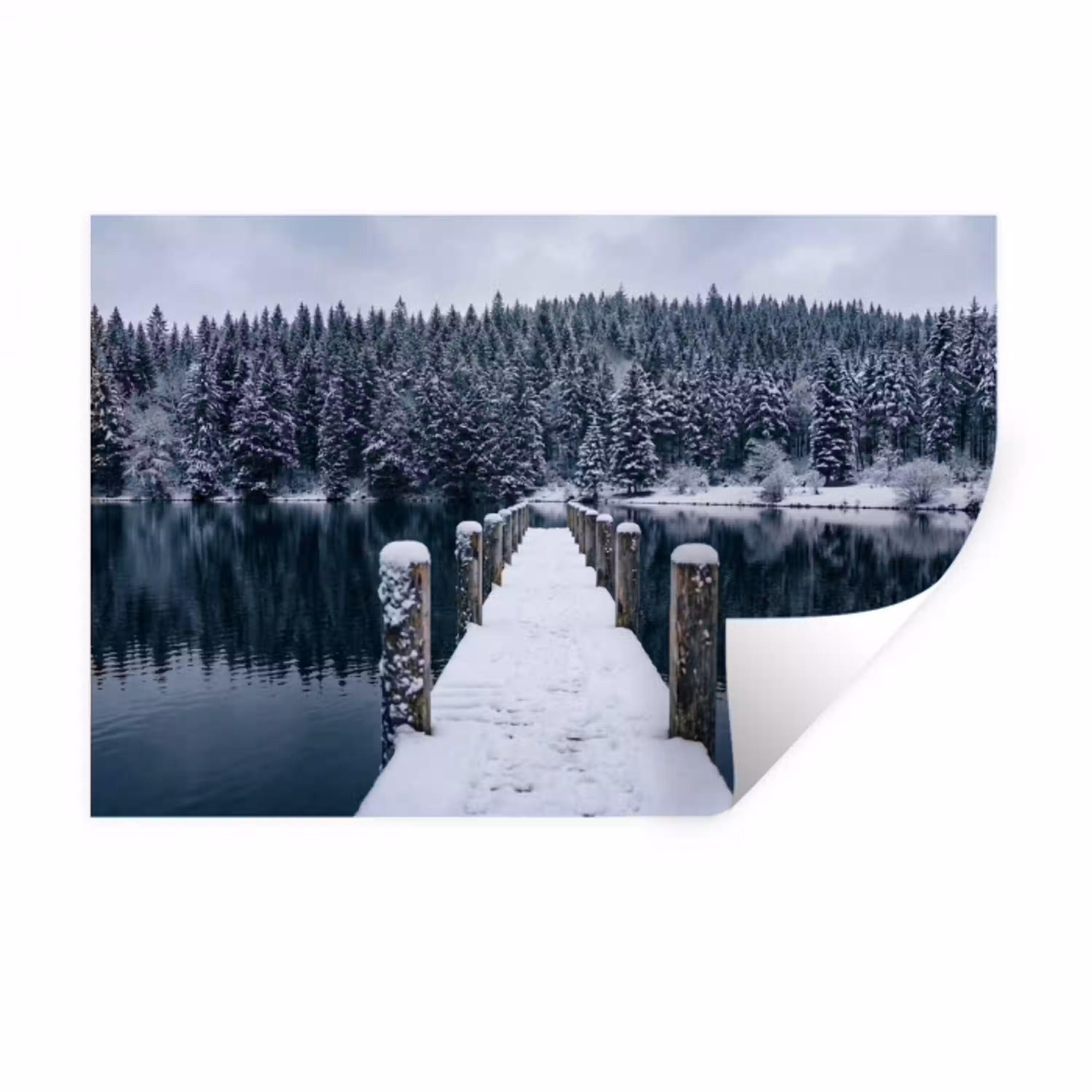 Steiger - Meer - Sneeuw - Bergen - Rustgevend Muursticker klein -3d