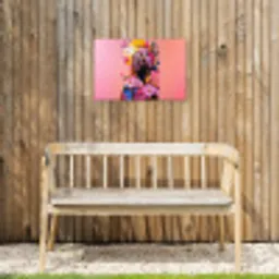 Kleurrijk - Bloemen - Vrouw - Zon Tuinposter op houten frame 2 cm dik klein -sfeer4