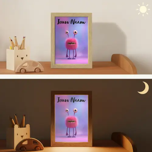 Monster - Roze - Paars Light Box met kabel (Kinderlampje) klein -sfeer3_kind
