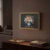 Hout - Vaas - Kleuren - Bloemen Light Box met batterij (Wandlamp) middel -sfeer1