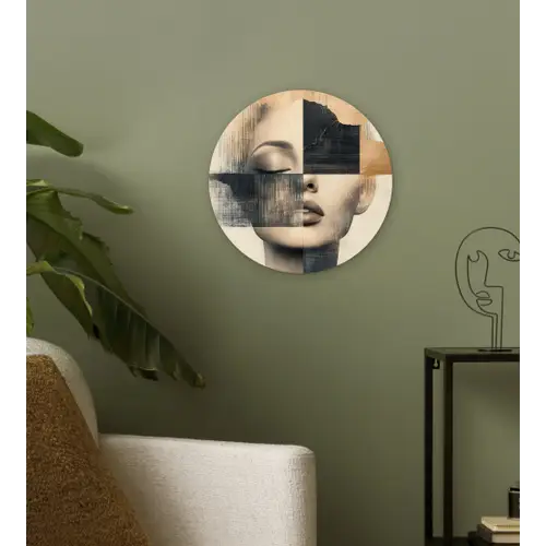 Goud - Vrouw - Rechthoeken Wandcirkel plexiglas klein -sfeer3