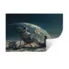 Astronaut - Kat - Glas - Stoel Muursticker klein -3d