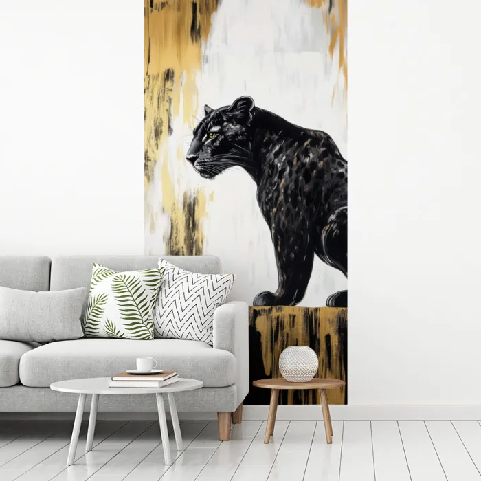 Panter - Zwart - Abstract - Goud fotobehang vinyl groot -woonkamer