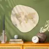 Wereldkaart - Realistisch - Beige Wandcirkel Organisch Aluminium middel -sfeer2