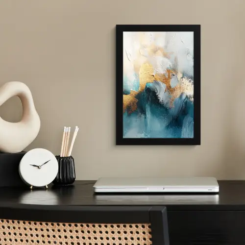 Abstract - Kunst - Gold - Blauw fotolijst zwart zonder passe partout klein -sfeer1