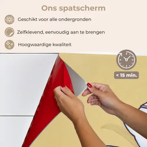 Theepot - Kopje - Beige - Illustratie keuken achterwand spatscherm klein -spatscherm_NL