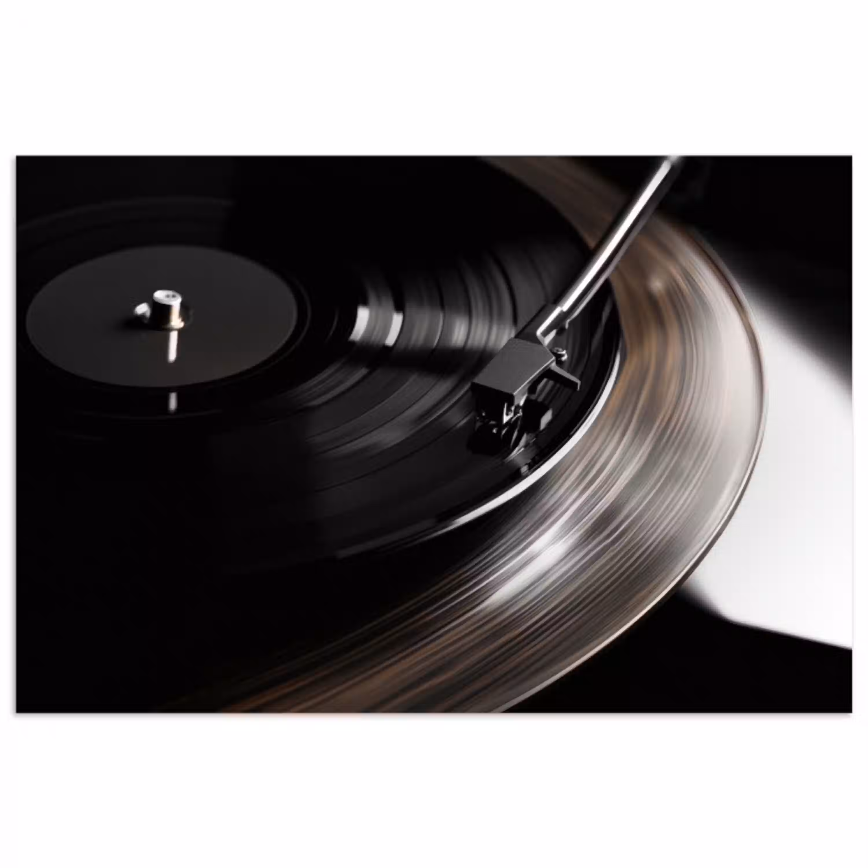 Close-up - Vinylplaat - Platenspeler - Zwart poster papier klein -3d