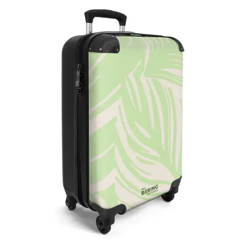 Grote bladeren in lichtgroen met beige NBS - Handbagage koffer - Unisex middel -productfoto_3d