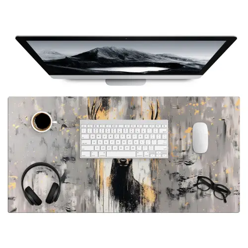 Abstract - Hert - Gewei - Goud Muismat XXL klein -3d