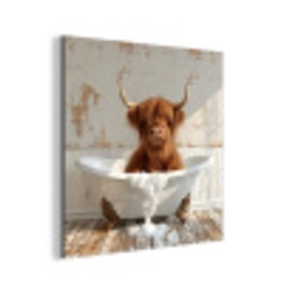Schotse hooglander - Badkuip - Vintage - Koe aluminium wit klein -3d