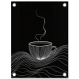 Lijntekening - Koffiekop - Zwart tuinposter los doek klein -3d