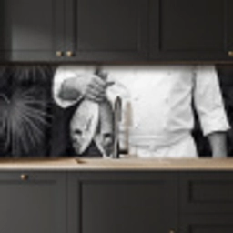Vissen - Chef - Zwart - Wit keuken achterwand 2 middel -sfeer1