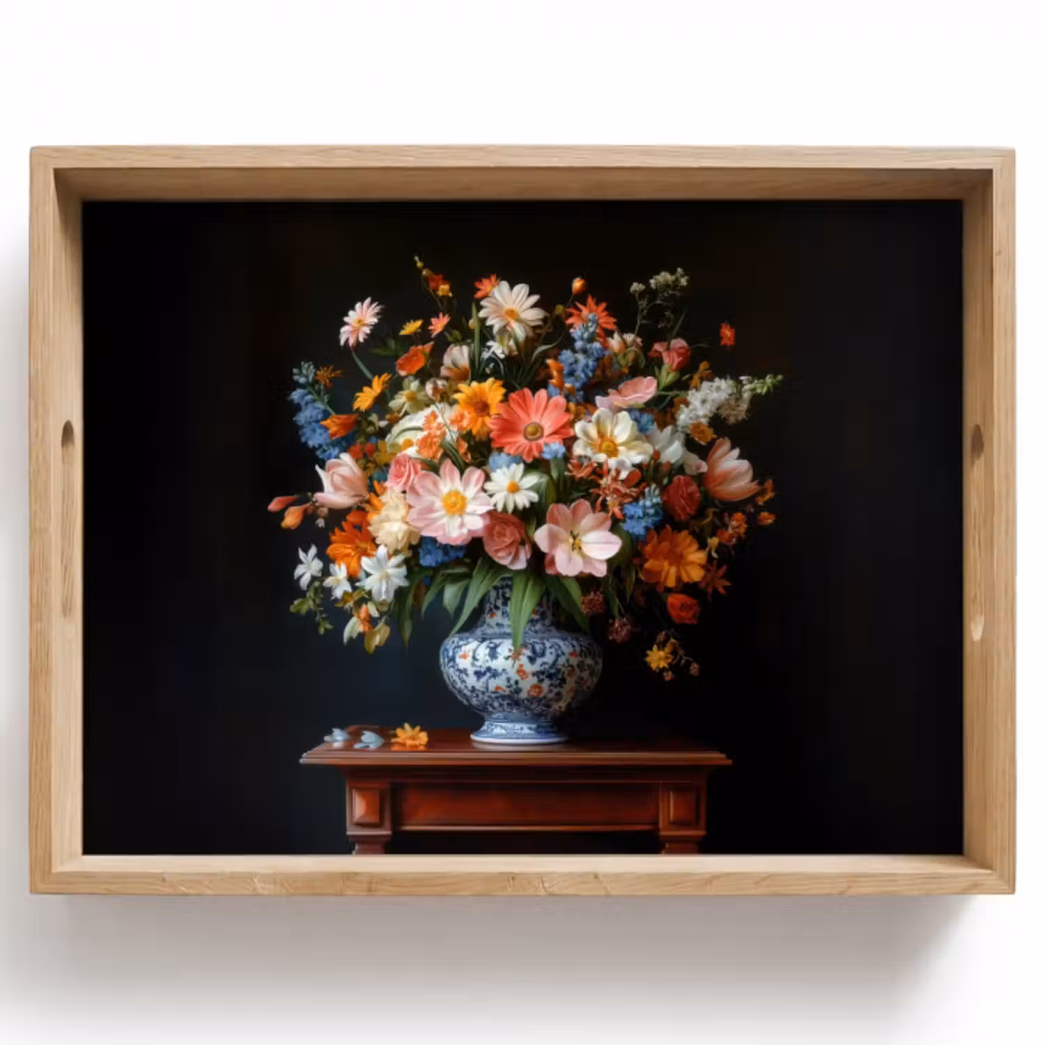 Tablett - Blumenstrauß - Rosa - Vase