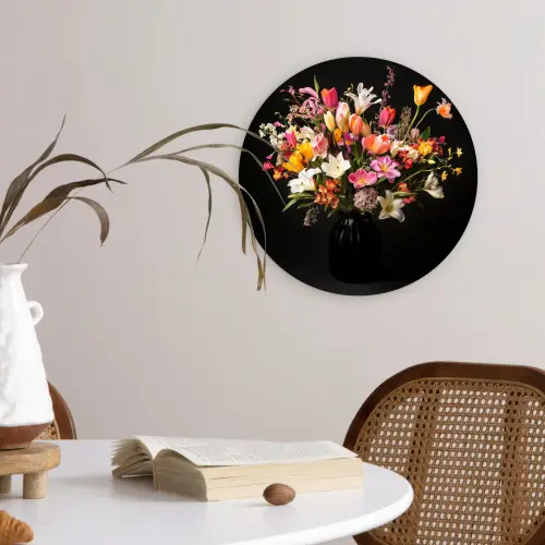 Vaas - Bloemen - Tulpen Wandcirkel plexiglas klein -sfeer4