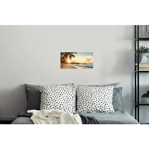 Strand - Palmbomen - Oceaan - Zonsondergang Muursticker klein -slaapkamer