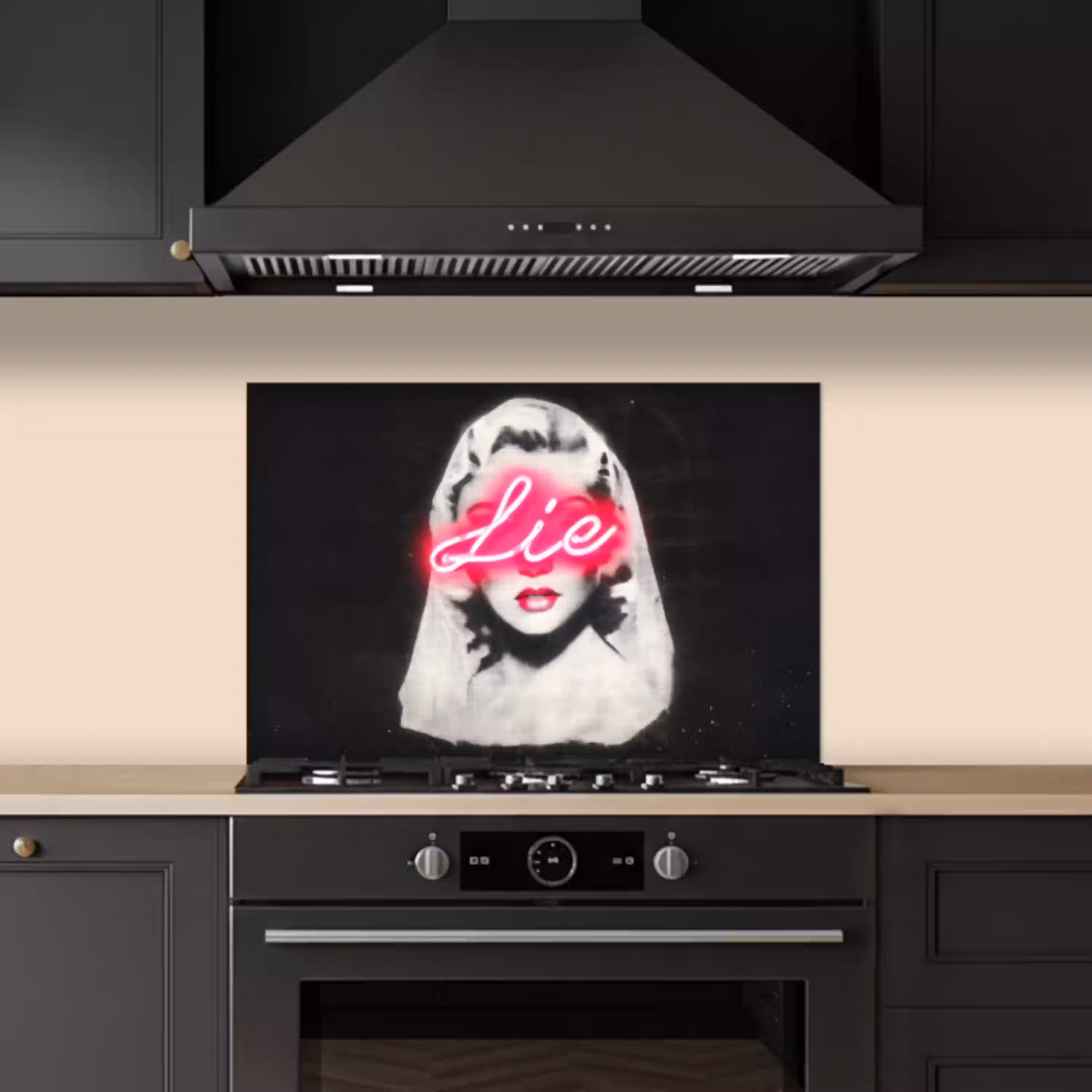 Neon - Letters - Vintage - Vrouw keuken achterwand spatscherm klein -sfeer1