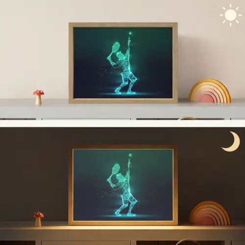 Tennis - Futuristisch - Sport - Neon Light Box met batterij (Wandlamp kind) middel -sfeer3_kind