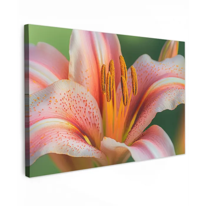 Lelie - Close up - Lichtroze Tuinposter op houten frame 2 cm dik klein -3d