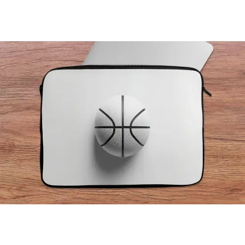 Basketbal - Wit - Schaduw - Lijnen laptophoes neopreen klein -tafel