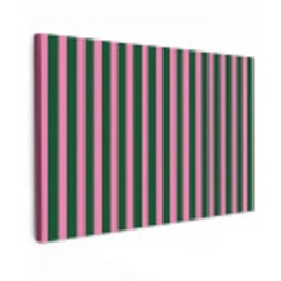 Verticale strepen - Groen - Roze canvas 2cm klein 34 -z3d