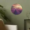 Lavendelveld - Quote - Zonsondergang Akoestische PET Vilt - Rond klein -sfeer2
