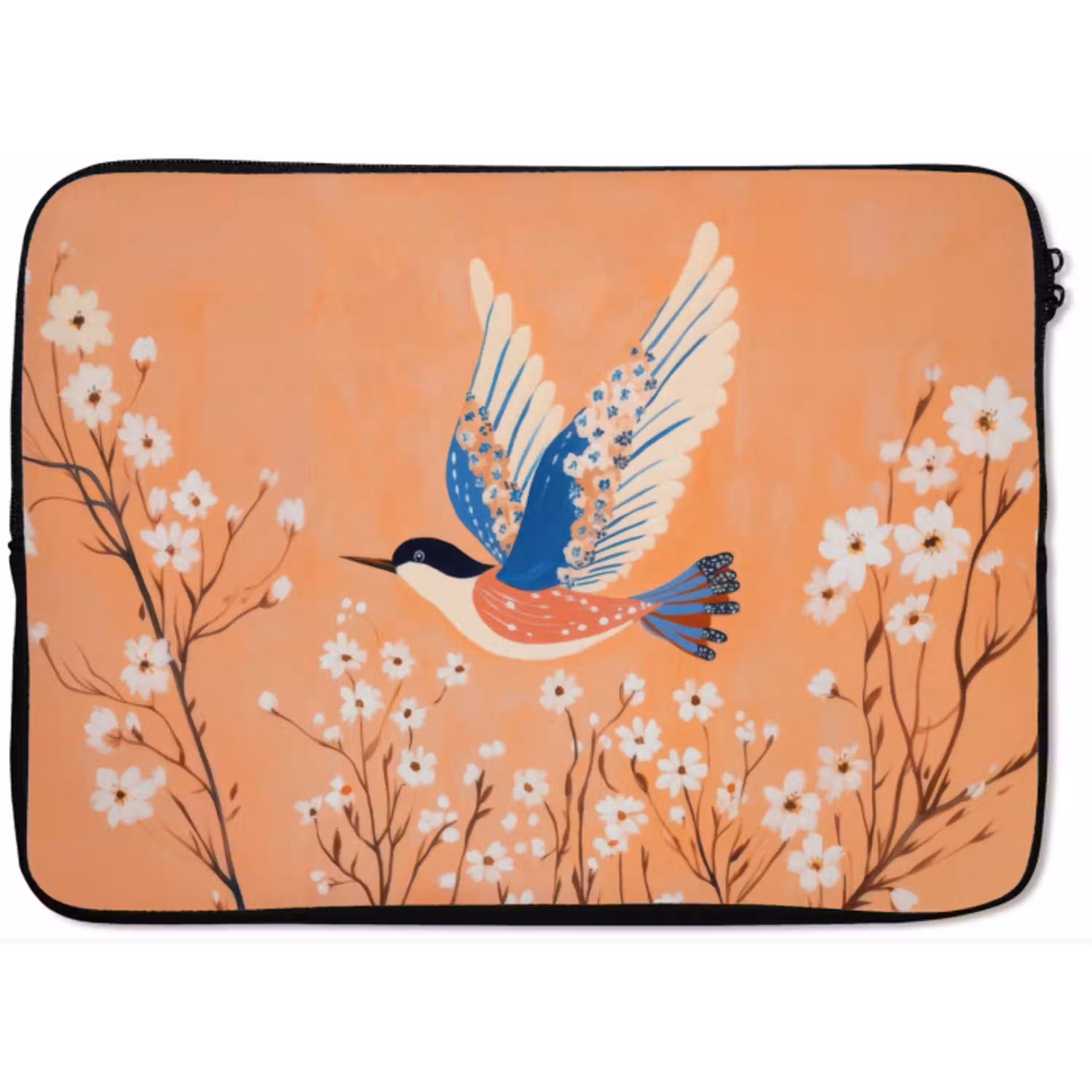 Vogel - Bloesemtakken - Warm - Kleurrijk laptophoes neopreen klein -zkaufland3dotto