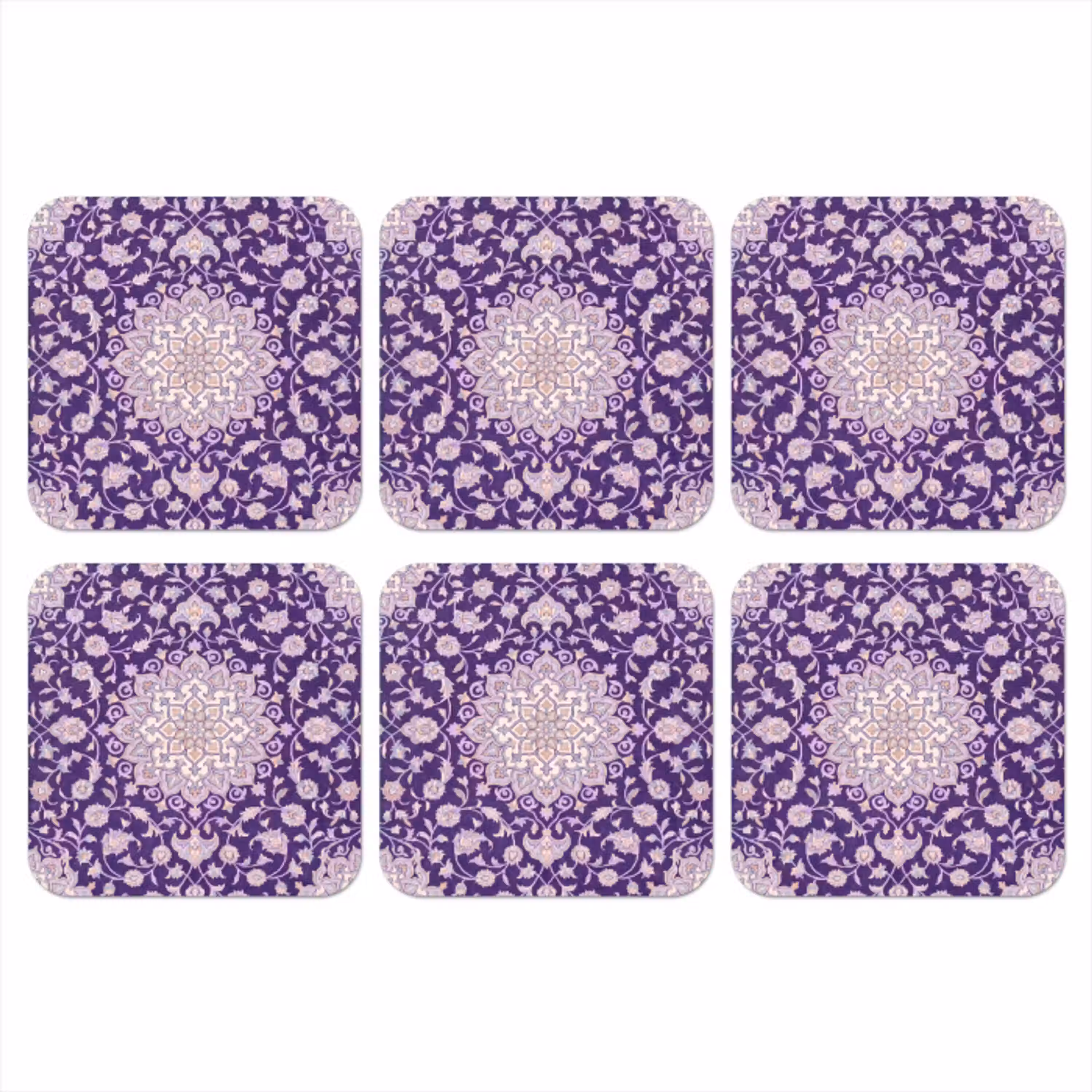 Patroon - Medallion - Oosters - Paars - Decoratie onderzetter kurk middel -3d