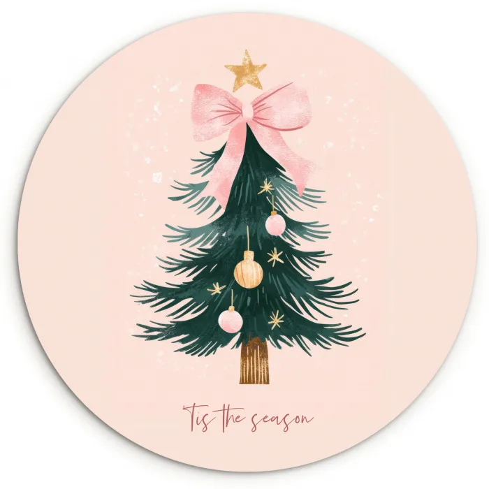 Christmas Season - Kerst - Kerstboom - Roze Wandcirkel kunststof plaat 5mm dik klein -3d