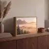 Zonlicht - Mist - Bergen - Bomen Light Box met batterij (Wandlamp) middel -sfeer2
