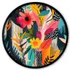Schilderij - Abstract - Bloemen - Roze Fotolijst rond zonder passe partout klein -3d