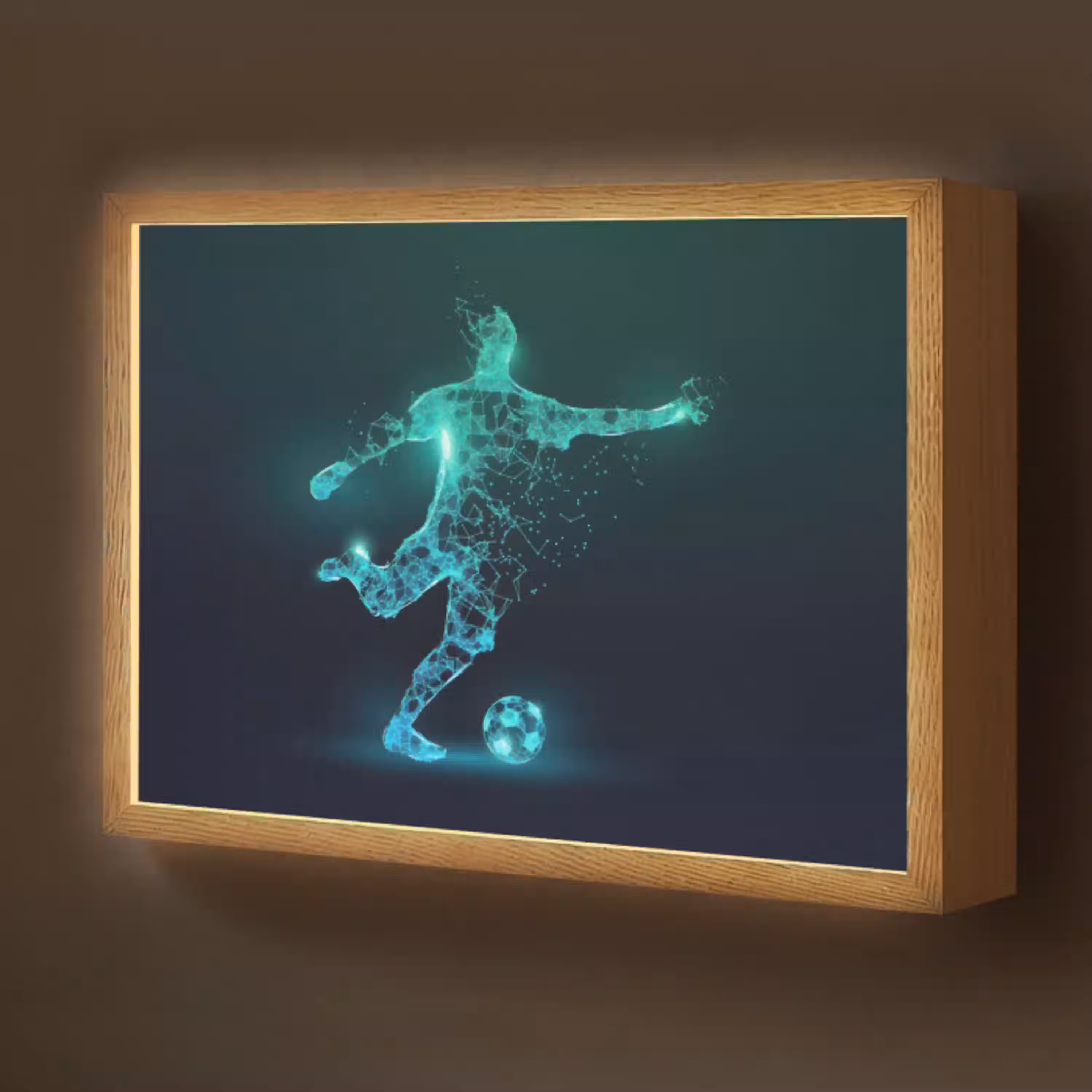 Voetballer - Trap - Blauw - Digitaal Light Box met batterij (Wandlamp kind) middel -z3d_website