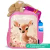 Hertje - Bloemen - Stippen - Roze Kinderrugzak - Roze middel -inhoud_DE