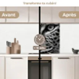 Luipaard - Zwart - Wit - Oog keuken achterwand 2 middel -voor-na2_FR