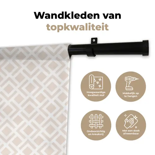 Patronen - Abstract - Beige - Geometrie Wandkleed katoen klein 269 -sfeer2