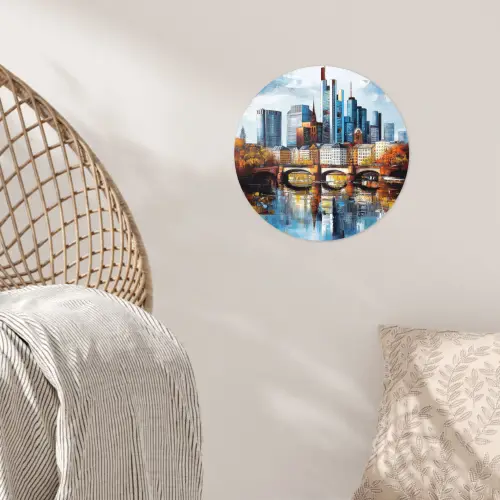 Bomen Frankfurt- Stad - Skyline - Brug Wandcirkel behangsticker klein -sfeer4