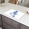 Vogel - Delfts blauw - Illustratie - Bloemen Inductie beschermer vinyl 3mm klein -sfeer8